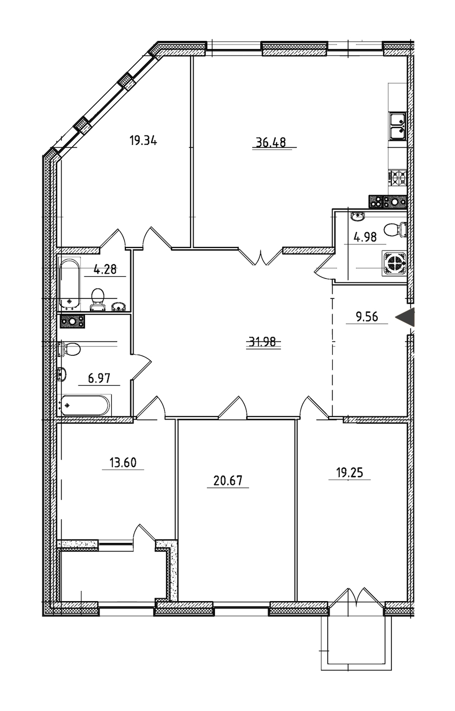 4-комнатная квартира 170.55 м², 4/9 эт., ЖК «Петровская Доминанта»